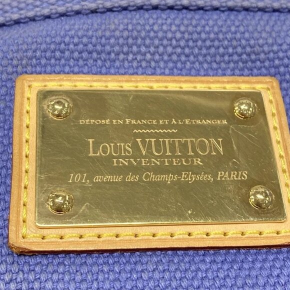 Auth LOUIS VUITTON Pochette Platt PM M40070 Blue Antigua - SP1025 Pouch Canvas - Picture 6 of 9